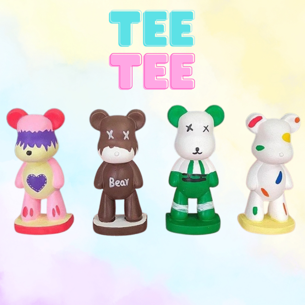Combo 10 tượng thạch cao tô màu mini 2d BearBrick cao cấp