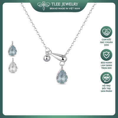 Dây chuyền bạc nữ TLEE giọt nước khóa bi cao su điều chỉnh rút dài ngắn nữ tính TLEEJEWELRY D0383
