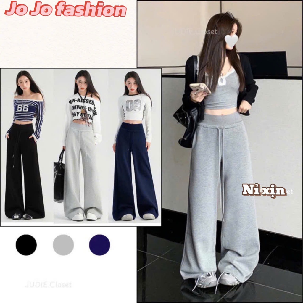 Quần nỉ ống rộng cạp chun mới 2024. Dễ mặc dễ mix đồ, Chất nỉ cao cấp MA701