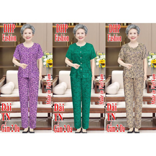  Đồ bà già,đồ bộ trung niên mặc nhà ngắn tay vải gấm 2 da nhiều họa tiết đẹp dành cho người lớn tuổi 
