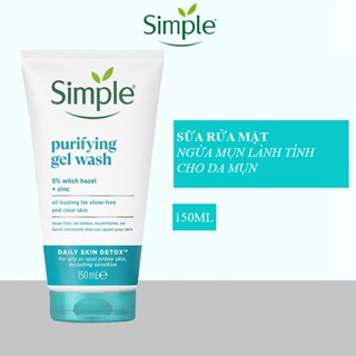 Sữa rửa mặt Simple ngừa mụn kiềm dầu giảm bóng nhờn Purifying Gel Wash 150ml