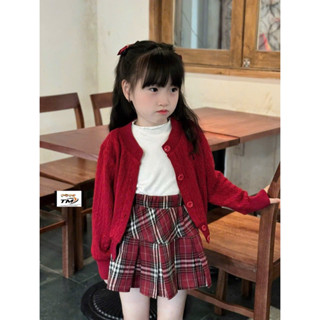   10kg-28kg  set áo 3ct áo len thừng kết hợp chân váy dạ cho bé gái cực xinh diện noel và tết 