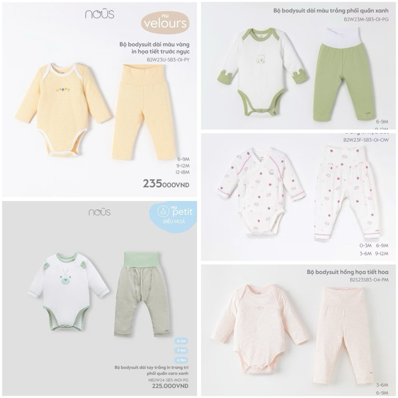 BODYSUIT NOUS - Bộ Body Kèm Quần Nous Cho Bé Gái-Bé Trai Chất Petit