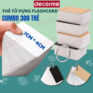 Flashcard Thẻ học từ vựng Decorme flashcards tiếng Anh 100 thẻ loại dày đẹp hỗ trợ học tiếng Anh Trung Nhật Hàn