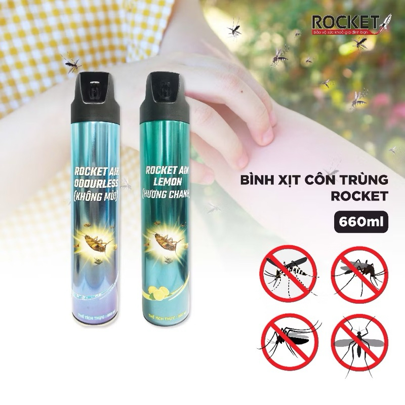 [ SIÊU RẺ ] Xịt côn trùng , xịt muỗi  Rocket hương chanh 660ml