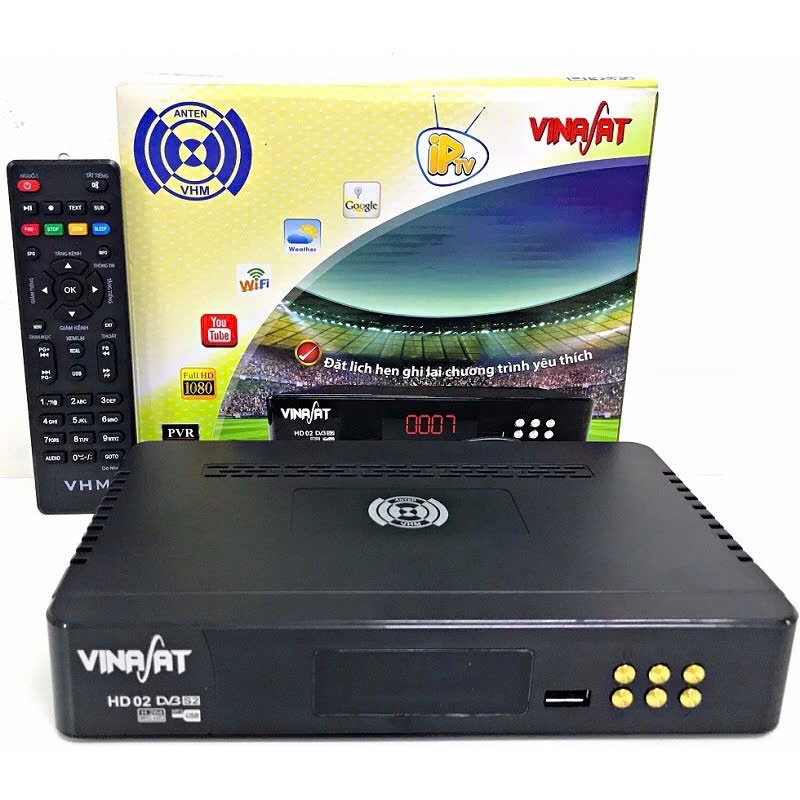 Đầu thu vinasat HD02 xài chảo - Đầu thu kỷ thuật số chảo vệ tinh vinasat2