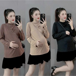  Áo Bầu Giữ Nhiệt Dài Tay - Áo Bầu Thu Đông Chất Liệu Thun Tăm Mềm Đẹp Áo Bầu Xinh Mặc Đi Làm Đi Chơi 