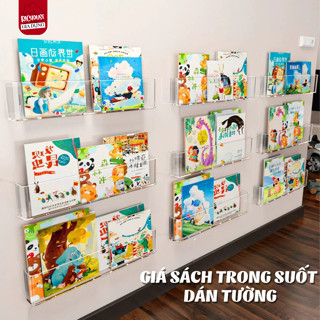 Giá Để Sách Trong Suốt Dán Tường, Kệ Đựng Truyện Cho Bé Chất Liệu Nhựa Acrylic