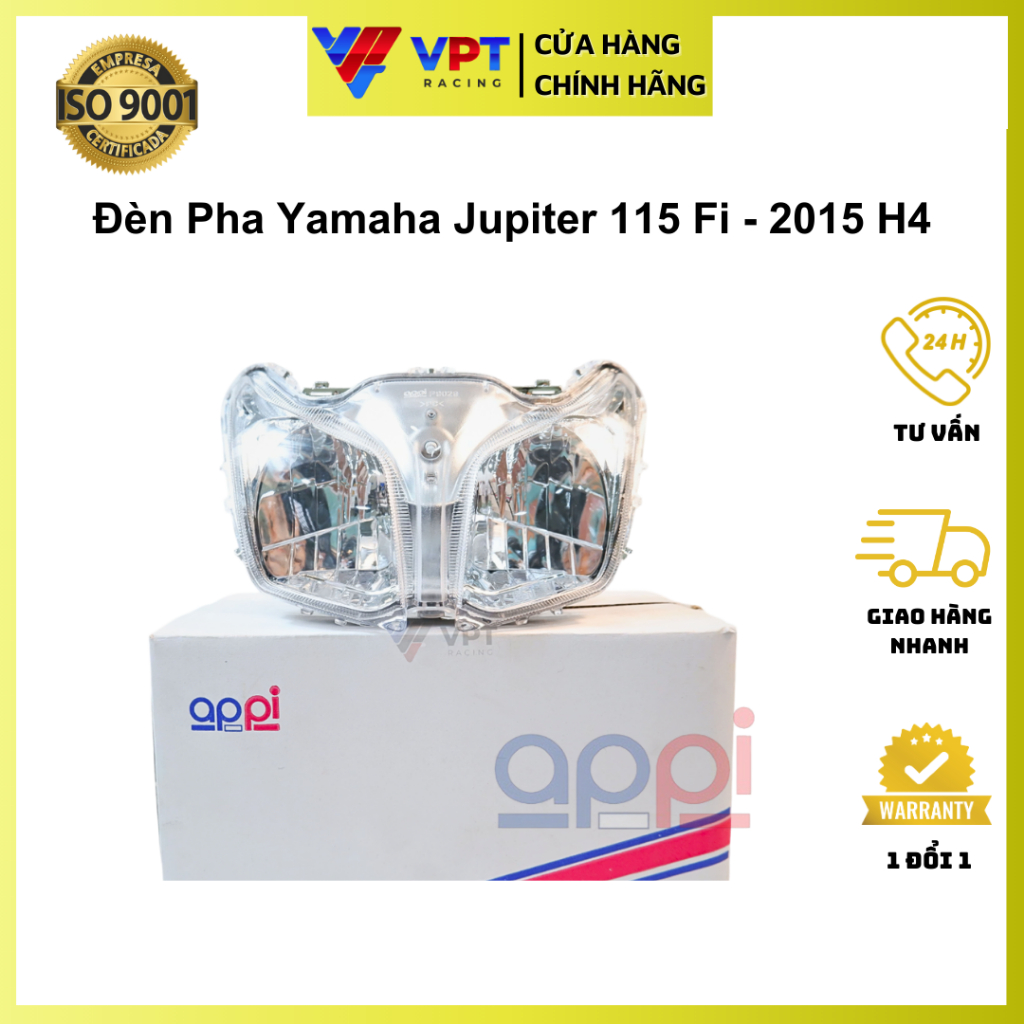 Đèn pha Ju115 | Chóa đèn pha Jupiter115 Fi trắng chân bóng H4 - chính hãng APPi 1PB-H4310