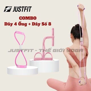 Combo Dây Tập Bụng 4 Ống Và Dây Kháng Lực Số 8 JUSTFIT Thể Dục Tập Cơ Tay Chân Tập Gym