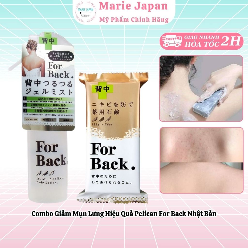 [CHE TÊN] Combo giảm mụn lưng hiệu quả Pelican For Back Nhật Bản