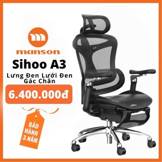 [Chính Hãng-Sẵn Hàng] Ghế SIHOO A3(Doro C300) Gác Chân Màu Đen, Trắng Xám - Ghế Xoay Làm Việc Công Thái Học gác chân