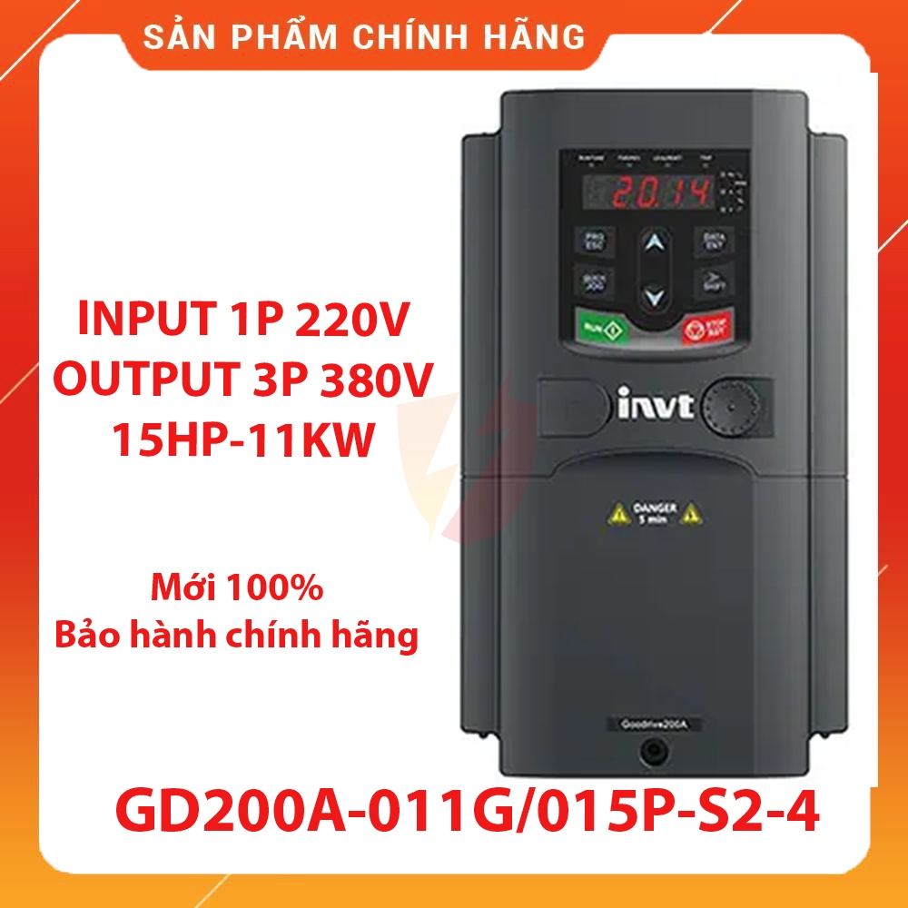 Biến tần vào 1 Pha 220VAC ra 3 Pha 380VAC, công suất 11Kw, GD200A-011G/015P-S2-4