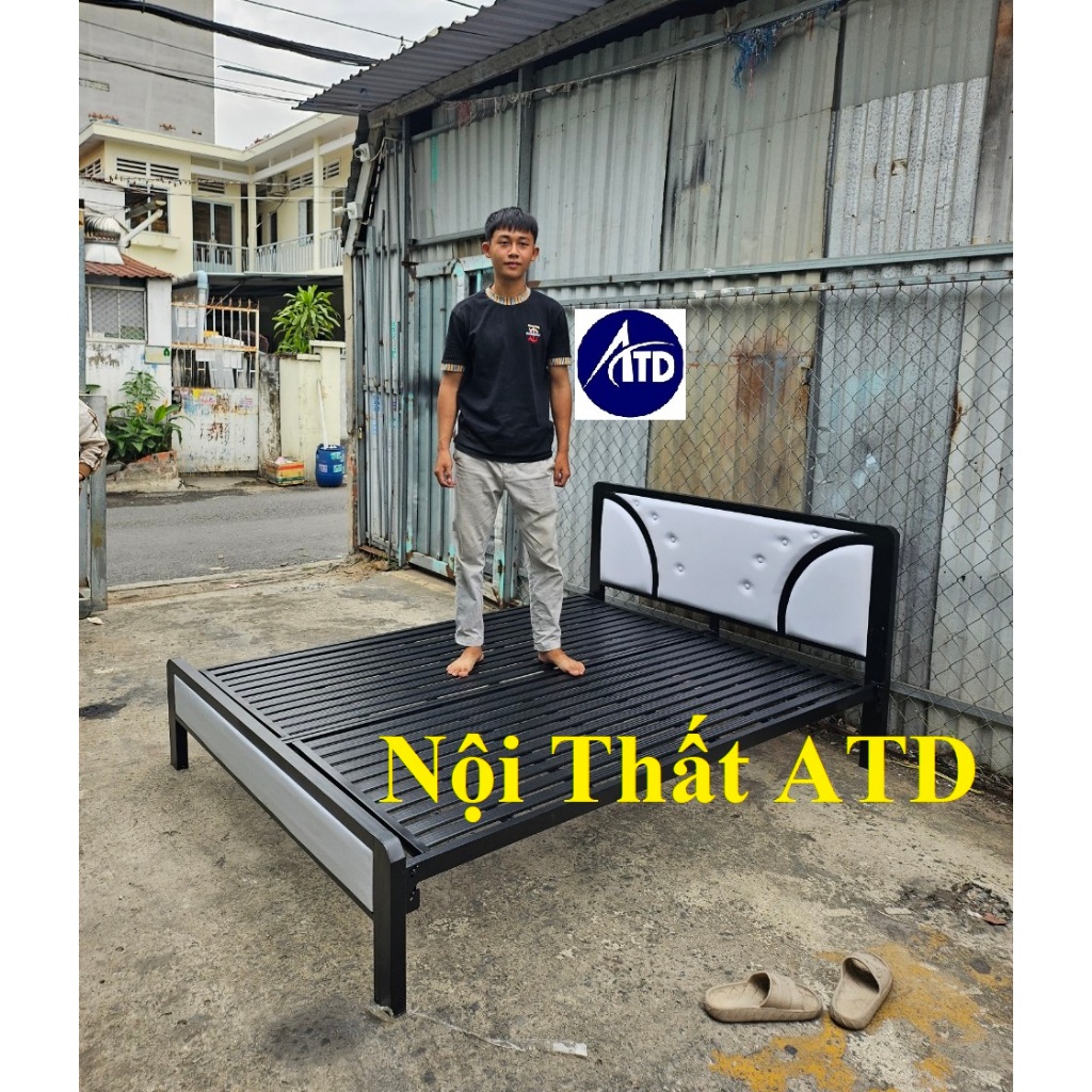 GIƯỜNG SẮT TRẮNG ĐEN - GIƯỜNG NGỦ SẮT HỘP 4X8 NHIỀU KÍCH THƯỚC 1M 1M2 1M4 1M6 1M8 x 2M.