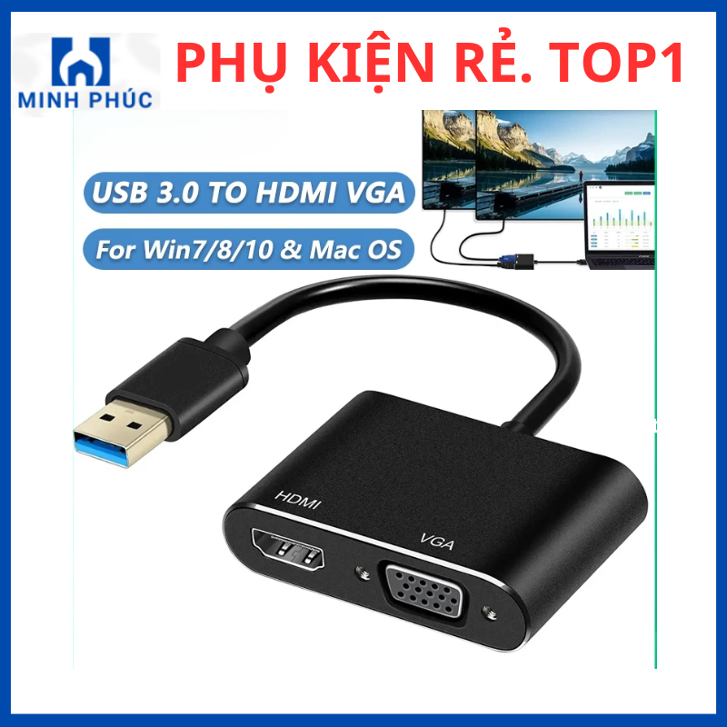 Bộ Chuyển Đổi USB Sang HDMI VGA 1080P USB 3.0 Sang HDMI VGA Cho TV Máy Tính