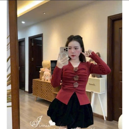 SET BỘ ĐÙI ÁO THUN TĂM DÀI TAY MIX HOA PHỐI QUẦN BÍ NHUNG HOTREND