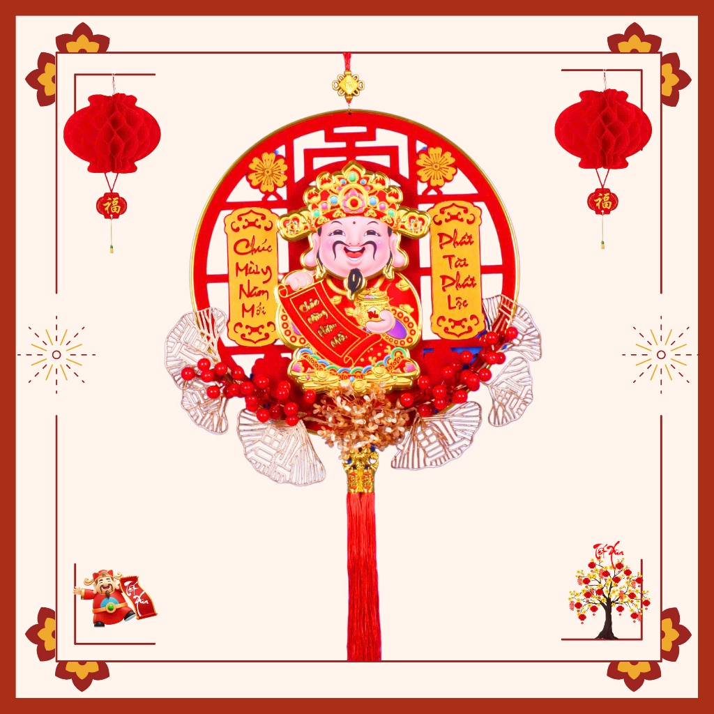 Trang Trí Tết Nguyên Đán, Chất Liệu Gỗ Ép Bền Bỉ, Mê Ca Bóng Sang Trọng