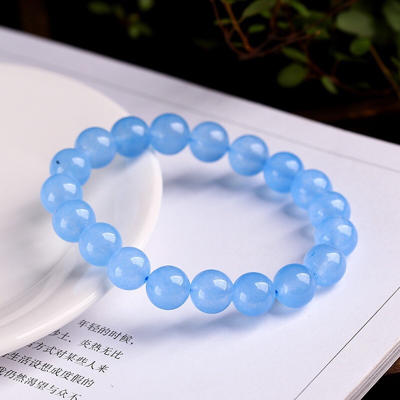 [Tặng Hộp] Vòng Tay Đá Mã Não Trong Màu Xanh Dương - 3 Size -Charm Phụ Kiện Xâu, Phối Vòng, Chuỗi Hạ