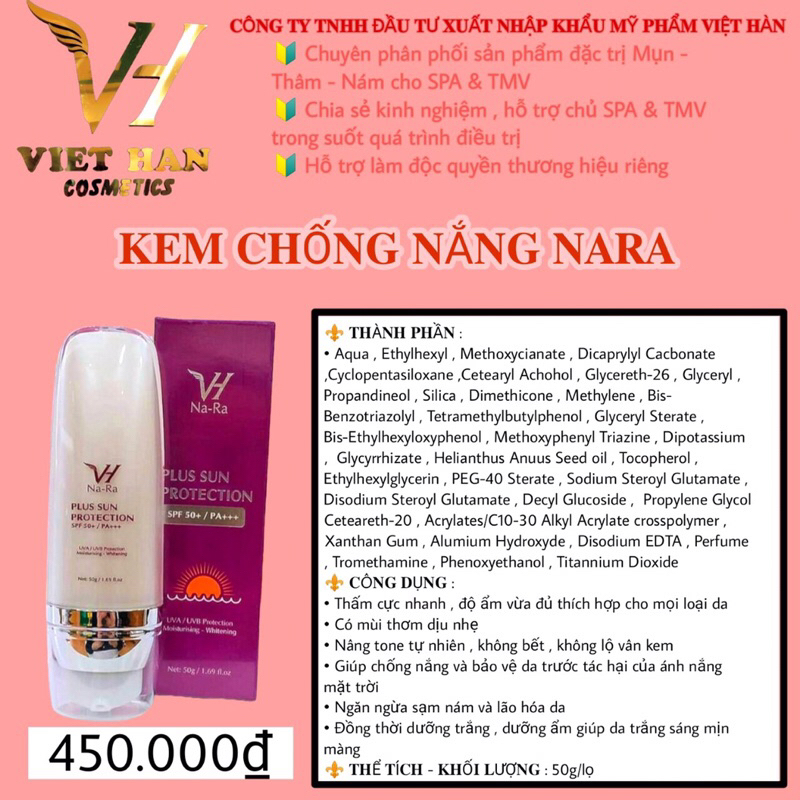 Kem Chống Nắng Nara - Plus Sun Protection ( 50g )