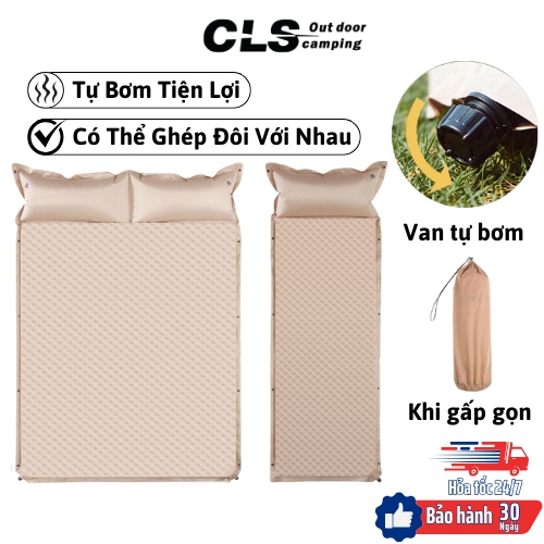 Đệm Hơi Dã Ngoại Du Lịch Tự Bơm Gấp Gọn Cao Cấp Siêu Êm Ái, Nệm Camping Kèm Gối Văn phòng, Camping