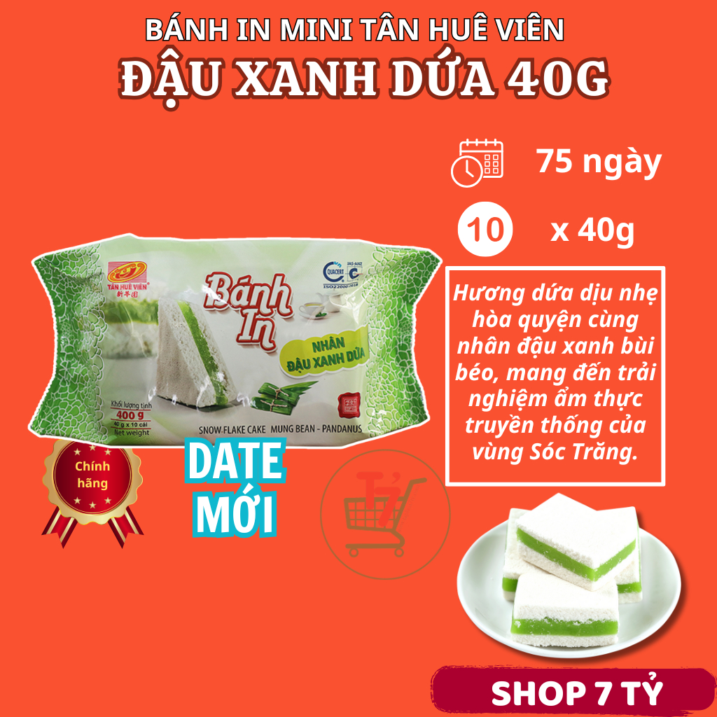 Bánh In Tân Huê Viên Nhân Đậu Xanh Dứa 400g – Hương Vị Truyền Thống, Đậm Đà Từ Thiên Nhiên