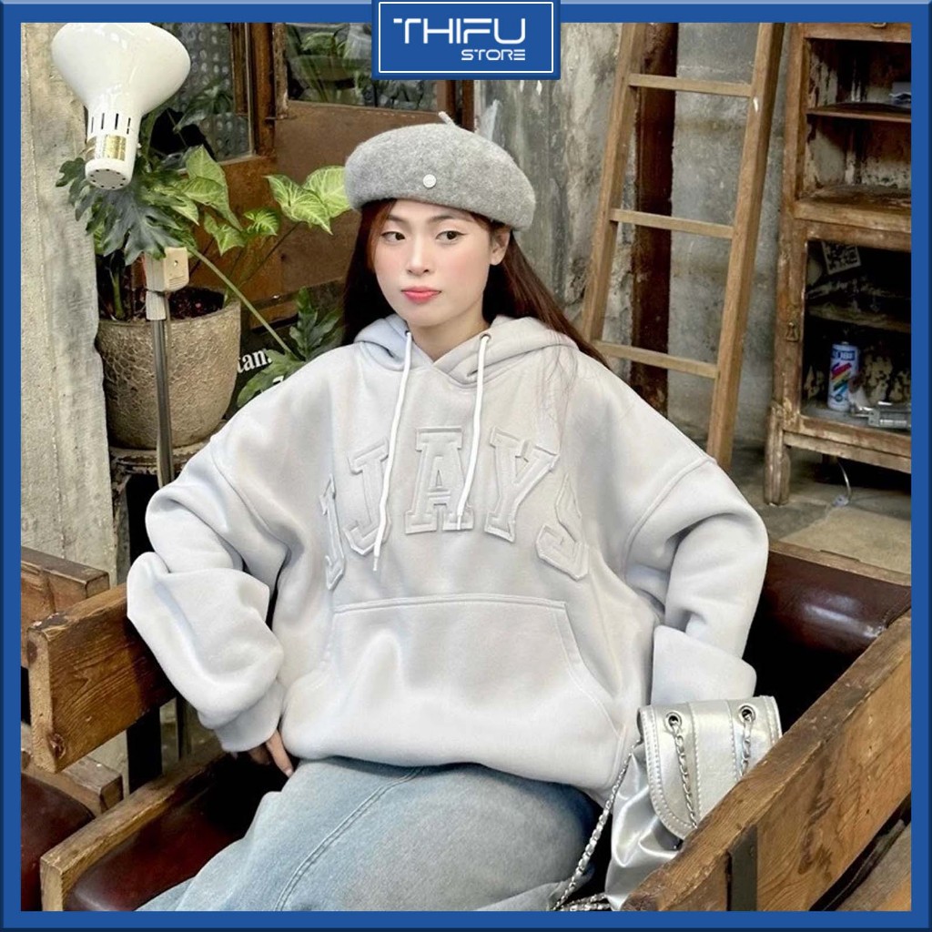 Áo Khoác Hoodie Nam Nữ Nỉ Bông Form Rộng Dày Dặn Mũ To In Chữ JJAYS, DESSU, NOT BAD CHOICE, NQ3OAM, 