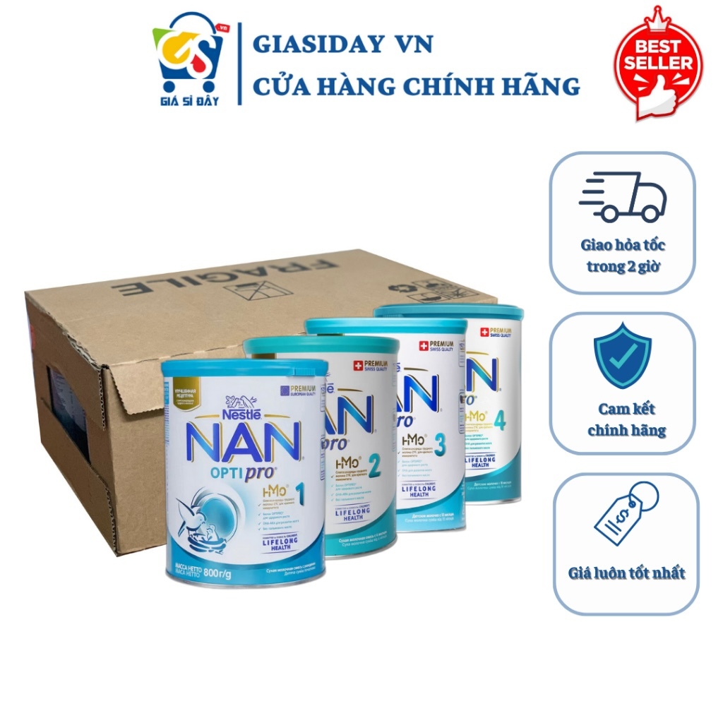   HSD 2027   THÙNG  Sữa Nan Nga Optipro Nestle Số 1 2 3 4 - Sữa Bột Công Thức 800g 