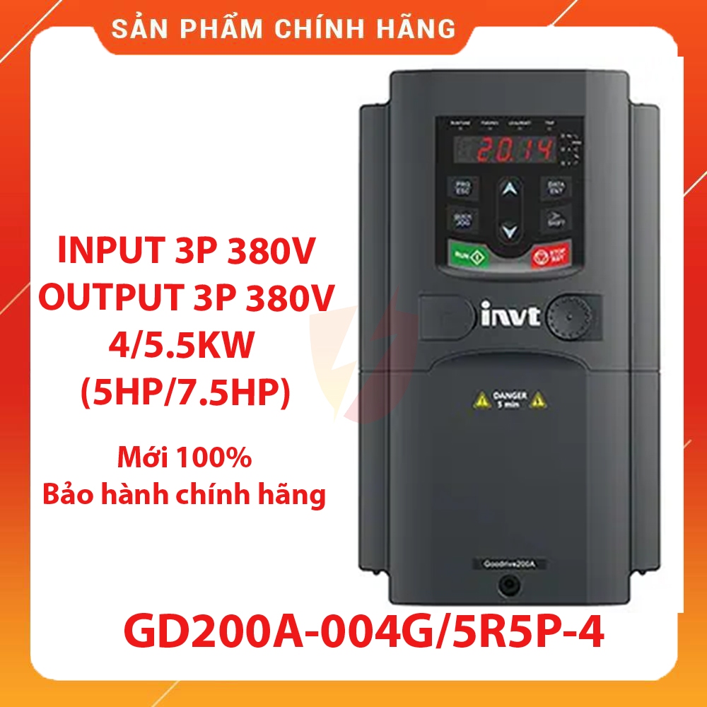 Biến tần vào 3 Pha 380VAC ra 3 Pha 380VAC, công suất 4kw/ 5.5kw, GD200A-004G/5R5P-4