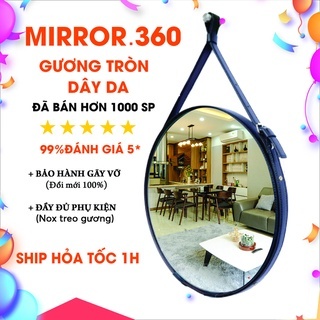 Gương Treo Tường Gương Dây Da simili Chất Dây Da Cao Cấp Sẵn Óc Treo Inox
