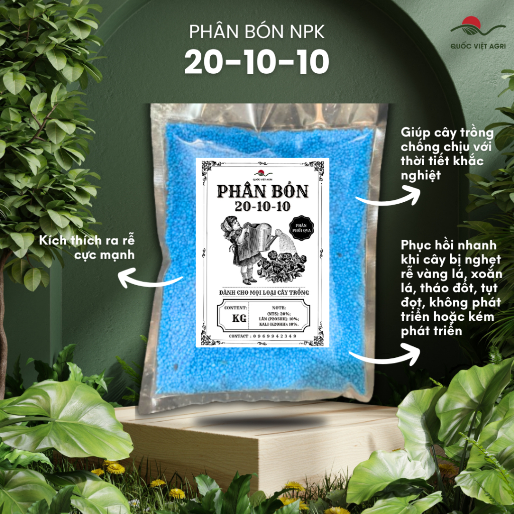 Phân bón hỗn hợp NPK 20-10-10 (gói 1KG)