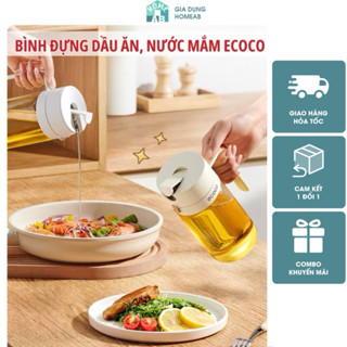 Bình thuỷ tinh đựng gia vị Ecoco 600ML và 800ML nắp nhôm đóng mở tự động mẫu mới| Bình đựng dầu ăn, nước mắm