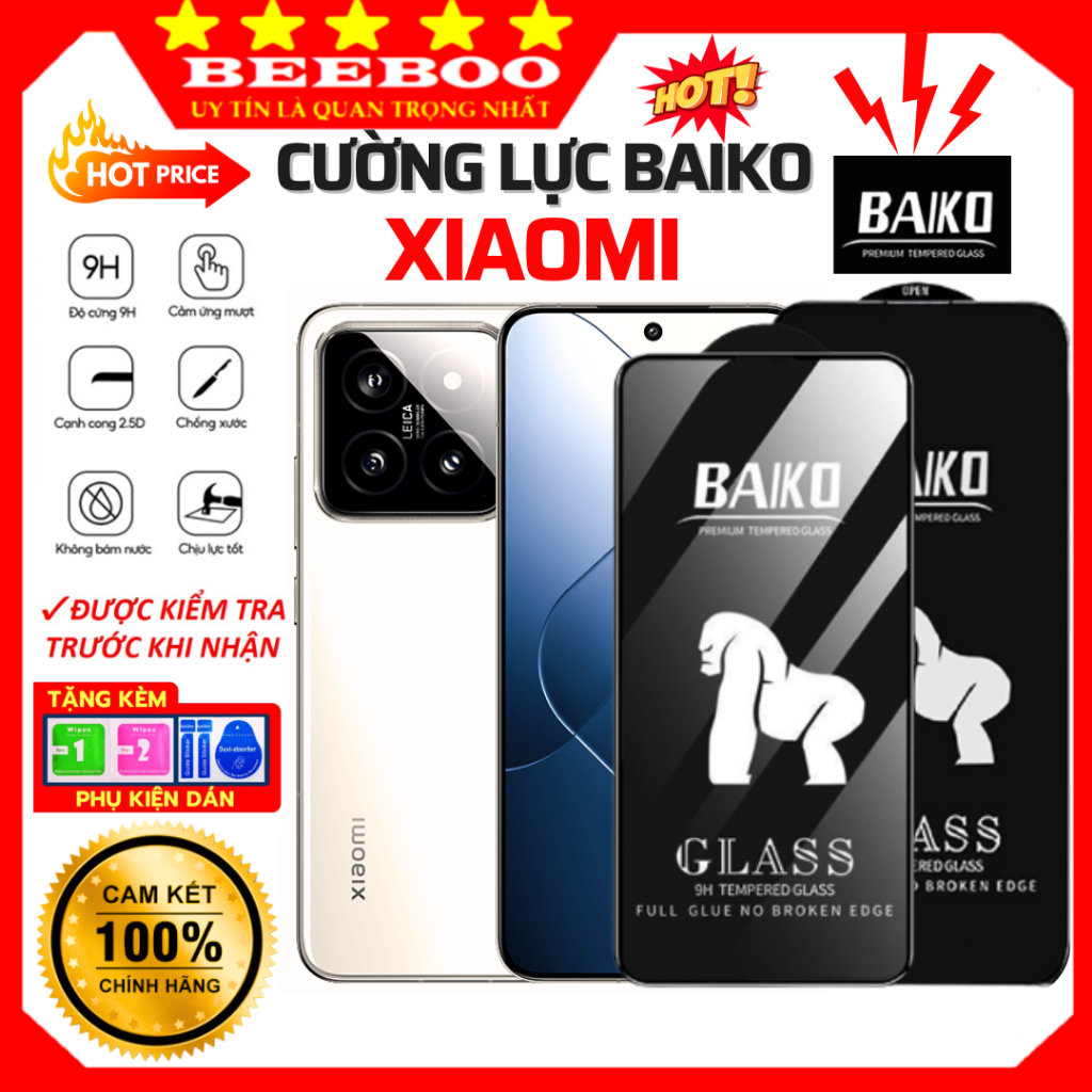 Kính cường lực Xiaomi 14T 14T Pro 13T 12T 11T 10T 12 Mi 11 Lite X5 F5 M6 Pro C65 A5 Redmi 15 Baiko
