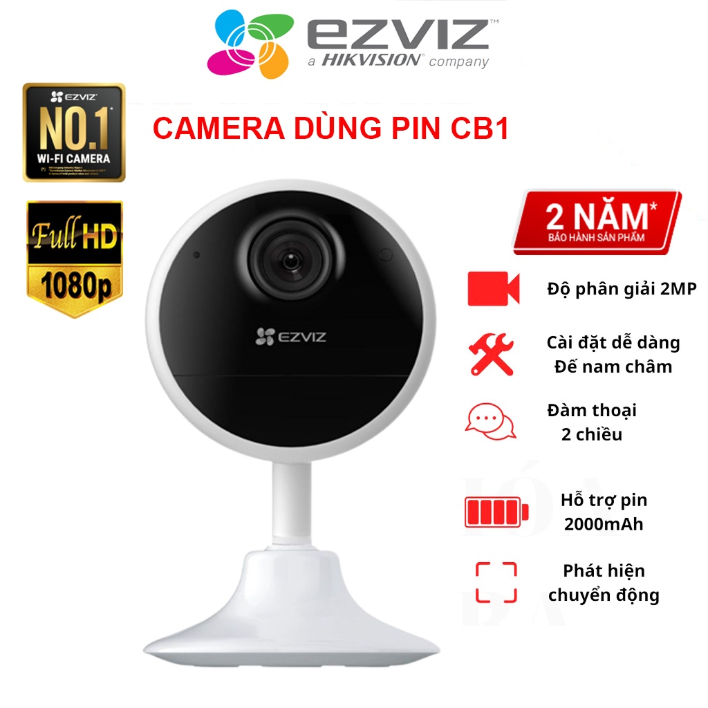 Camera EZVIZ CB1 Dùng Pin Sạc Không Dây 1.600mAh, Đàm Thoại 2 Chiều, Có Nam Châm - BH 24 Tháng
