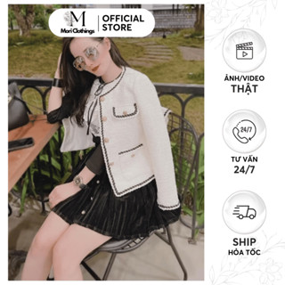 Áo Khoác Dạ Tweet Dáng Ngắn Áo Cardigan Nữ Croptop Dạ Viền Thừng Thời Trang Nữ | MORI CLOTHINGS 