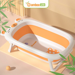 Chậu tắm cho bé, chính hãng Bamboo Life chậu tắm gấp gọn,  cảm biến nhiệt, thau tắm cho bé sơ sinh