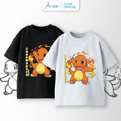 [MỚI] Áo thun cộc tay cho bé trai AORE, Áo phông tay ngắn in hình POKÉMON CHARMANDER chất COTTON mềm mịn 9-36kg