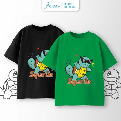 [MỚI] Áo thun cộc tay cho bé trai AORE, Áo phông tay ngắn in hình Pokémon SQUIRTLE chất COTTON mềm mịn 9-36kg