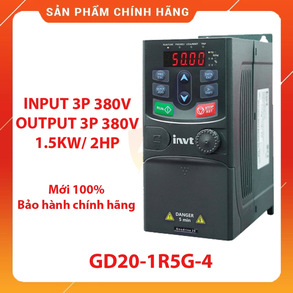 Biến tần vào 3 Pha 380VAC ra 3 Pha 380V, công suất 1.5kw - 2HP, GD20-1R5G-4