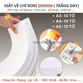  Giấy vẽ KỸ THUẬT Roki 250gsm A3   A4   A5 - XẤP 10 TỜ -Phù  hợp  vẽ Marker hình họa  kỹ thuật ... 