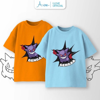 [MỚI] Áo thun cộc tay cho bé trai AORE, Áo phông tay ngắn in hình POKÉMON GENGAR chất COTTON mềm mịn 9-36kg
