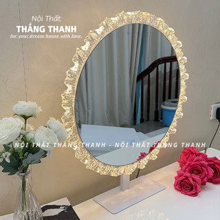   Gương Nhập Khẩu  Gương Bàn Trang Điểm Được Thiết Kế Sang Trọng Gương Để Bàn Có Đèn LED 3 Màu 