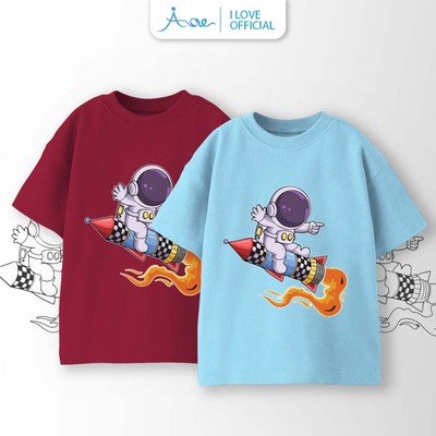 [MỚI] Áo thun CỘC TAY cho bé trai AORE, Áo cộc in hình PHI HÀNH GIA PHIÊU LƯU chất COTTON, thoáng mát 9-36kg