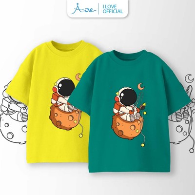 Áo thun cộc tay cho bé trai AORE, Áo phông tay ngắn in hình PHI HÀNH GIA CÂU CÁ chất COTTON mềm mịn 9-36kg