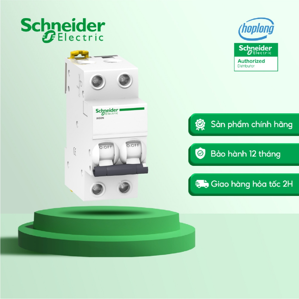 Cầu dao tự động MCB 2P 20A 6kA dòng Acti9 iK60N Schneider A9K27220| Aptomat bảo vệ quá tải ngắn mạch