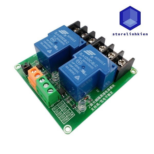 Mạch 2 Relay 5V 12V 30A kích High/Low