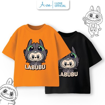 [MỚI] Áo thun CỘC TAY cho bé trai AORE, Áo cộc in hình LABUBU chất cotton thoáng mát mặc ở nhà đi học đi chơi 9-36kg