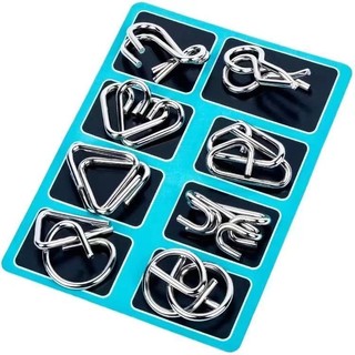 Bộ đồ chơi trí tuệ tư duy 8 món Puzzle Nhật Bản thử thách tháo lắp vòng sắt thông minh, trò chơi giải móc khóa gỡ rối IQ