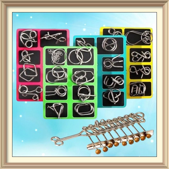 Bộ đồ chơi trí tuệ tư duy 8 món Puzzle Nhật Bản thử thách tháo lắp vòng sắt thông minh, trò chơi giải móc khóa gỡ rối IQ