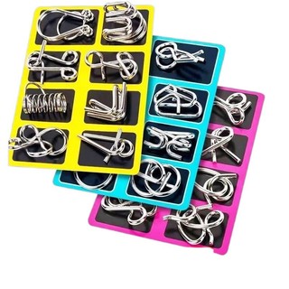 Bộ đồ chơi trí tuệ tư duy 8 món Puzzle Nhật Bản thử thách tháo lắp vòng sắt thông minh, trò chơi giải móc khóa gỡ rối IQ