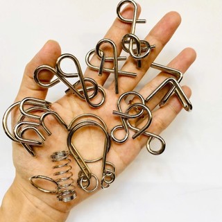 Bộ đồ chơi trí tuệ tư duy 8 món Puzzle Nhật Bản thử thách tháo lắp vòng sắt thông minh, trò chơi giải móc khóa gỡ rối IQ